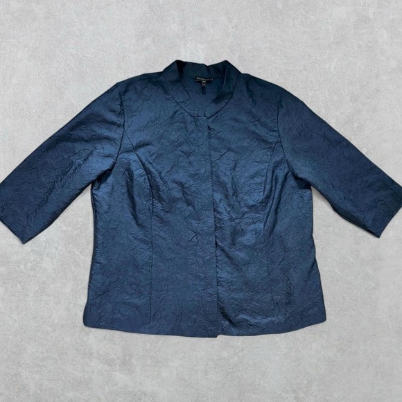 Eileen Fisher 100% Silk Navy Blouse - Picture 1 of 6